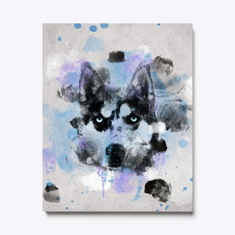 Water Color Husky Canvas